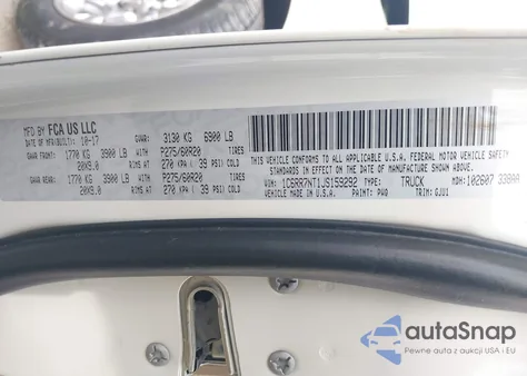 2018 Ram 1500 Laramie 4X4 5'7 Box из США, поврежденный, VIN 1C6RR7NT1JS159292